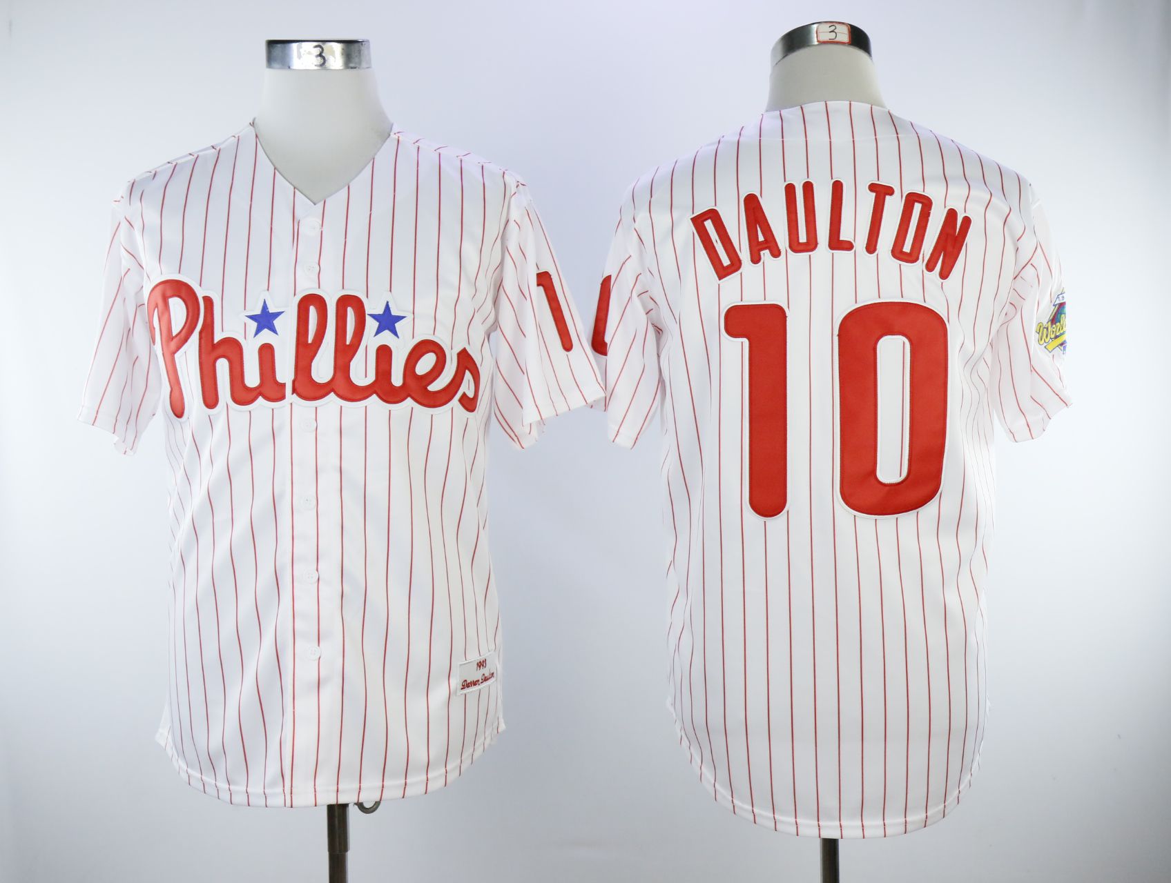Men Philadelphia Phillies #10 Daulton White Throwback MLB Jerseys